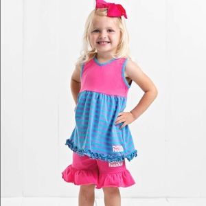 Ruffle Girl Blue/Purple/Hot Pink Ruffle Short Set